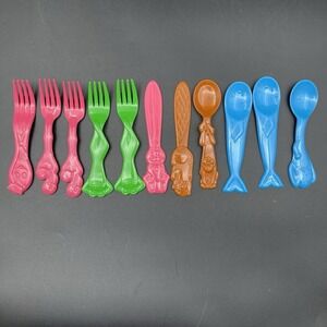 Hefty Zoo Pals Mixed Utensils Lot Of 11 Funtensils Kids Plasticware